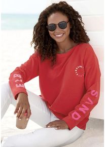 ELBSAND Sweatshirt 'Anvor' rot Gr. L (40) für Damen. Rundhals und Logodrucke. Figurumspielend. Nachhaltig.