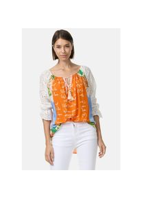 PM SELECTED Damen Romantische Tunika Bluse im Mustermix mit Spitze in Einheitsgröße PM61