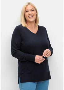 Große Größen Pullover aus leichtem Strick, mit V-Ausschnitt Gr. 40/42 blau von sheego für Damen
