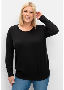 Große Größen Pullover aus leichtem Strick, mit Rundhalsausschnitt Gr. 56/58 schwarz von sheego für Damen