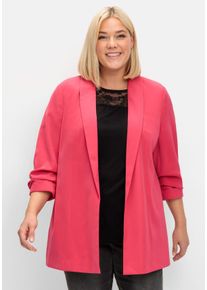 Große Größen Langer Blazer mit Schalkragen und gerafftem 3/4-Arm Gr. 40 rosa von sheego für Damen