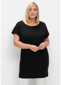 Große Größen Oversize-Shirt mit breitem Saumbündchen Gr. 52/54 schwarz von sheego für Damen