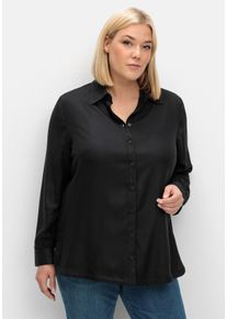 Große Größen Bluse aus weich fließendem Viskose-Twill Gr. 50 schwarz von sheego für Damen