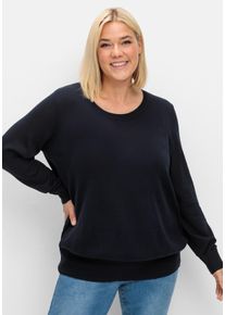 Große Größen Pullover aus leichtem Strick, mit Rundhalsausschnitt Gr. 40/42 blau von sheego für Damen