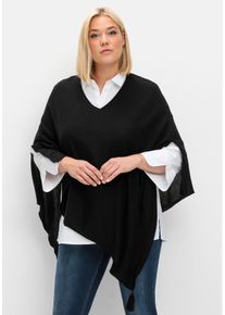 Große Größen Poncho aus Feinstrick, in asymmetrischer Form Gr. 1 schwarz von sheego für Damen