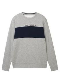 Tom Tailor Herren Sweatshirt mit Logo Print, grau, Logo Print, Gr. XXL