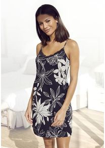 Lascana Negligé mehrfarbig Gr. 32/34 für Damen. V-Ausschnitt und Spitze, Allover-Druck. Bequem. Nachhaltig.