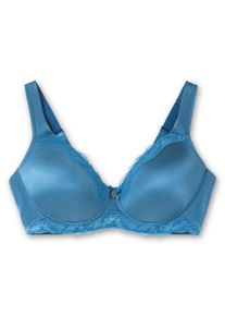 Große Größen Spitzen-BH ohne Bügel, mit wattierten Cups Gr. 105C blau von sheego für Damen
