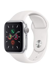 Apple Watch (Series 5) 2019 GPS + Cellular 40 mm - Aluminium Silber - Modernes Lederarmband Weiß