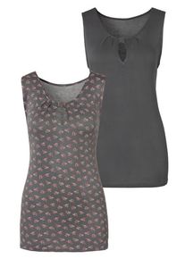 Lascana Shirttop 'mit kleinem Cut-Out am Ausschnitt' grau Gr. 32/34 für Damen. Mit Rundhals. Nachhaltig.