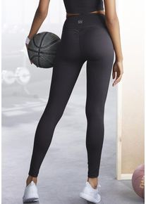 active by Lascana LASCANA ACTIVE Funktionsleggings schwarz Gr. XS (32/34) für Damen. Mit Logodruck, Mesheinsatz. Figurbetont