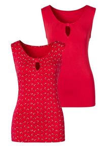 Lascana Shirttop 'mit kleinem Cut-Out am Ausschnitt' rot Gr. 32/34 für Damen. Mit Rundhals. Nachhaltig.