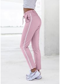Lascana Jogger Pants pink Gr. 32 für Damen. Mit Kontraststreifen, Bindeband. Basic