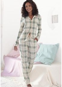 Vivance Dreams Pyjama mehrfarbig Gr. 32/34 für Damen. V-Ausschnitt und Allover-Druck, Piping, Kontrastdetails. Klassisch. Nachhaltig.