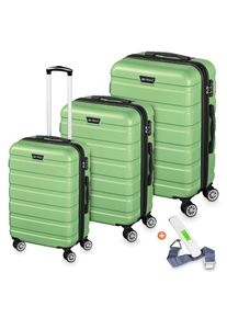 Veska Hartschalenkoffer Kofferset "Nizza" 3 teilig mit TSA Zahlenschloss 4 Rollen ABS-Hartschale, Reisekoffer Trolley Rollkoffer Koffer - oliv-grün