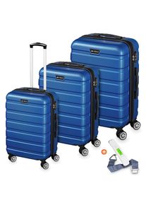 Veska Hartschalenkoffer Kofferset "Nizza" 3 teilig mit TSA Zahlenschloss 4 Rollen ABS-Hartschale, Reisekoffer Trolley Rollkoffer Koffer - königsblau