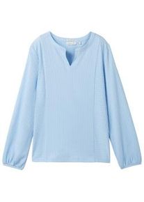 Tom Tailor Damen Gestreifte T-Shirt-Bluse, blau, Streifenmuster, Gr. XL