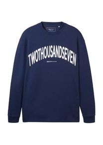 Tom Tailor DENIM Herren Sweatshirt mit Textprint, blau, Textprint, Gr. XL
