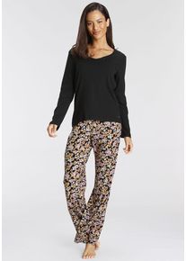 Vivance Dreams Pyjama geblühmt Gr. 32/34 für Damen. V-Ausschnitt und Allover-Druck. Basic Schmal