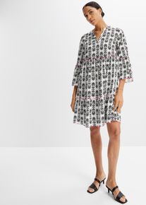 bonprix Tunika-Kleid aus flie&szlig;ender Viskose, wei&szlig;, Gr.48, Tunika-Kleid mit Kontrastn&auml;hten, aus Viskose