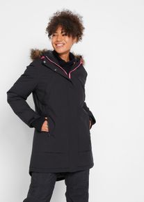 bonprix wasserdichte Funktions-Parka, schwarz, Gr.52, Wasserdichter Funktions-Parka mit Fleece-Innenseite vorne und verschlie&szlig;baren Taschen, weit geschnitten
