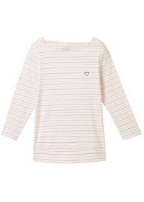 Tom Tailor Damen 3/4 Arm Shirt mit Bio-Baumwolle, rosa, Streifenmuster, Gr. XL