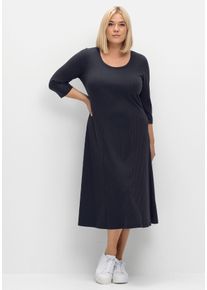 Große Größen Shirtkleid aus Rippqualität, mit 3/4-Ärmeln Gr. 56 blau von sheego für Damen