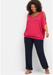Große Größen Jerseyhose mit Smokbund und Gummibündchen Gr. 58 blau von sheego für Damen