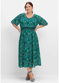 Große Größen Abendkleid aus Chiffon, mit Unterkleid Gr. 58 grün geblümt von sheego für Damen