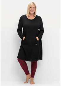 Große Größen Jerseykleid mit Kängurutasche, in leichter A-Linie Gr. 40/42 schwarz von sheego für Damen
