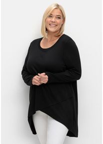 Große Größen Longshirt in Wickeloptik, in leichter A-Linie Gr. 56/58 schwarz von sheego für Damen