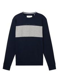 Tom Tailor Herren Sweatshirt mit Logo Print, blau, Logo Print, Gr. XL