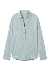 Tom Tailor Damen Bluse mit Brusttaschen, grün, Hahnentrittmuster, Gr. 34