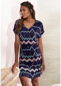 Lascana Sleepshirt mehrfarbig Gr. 32/34 für Damen. Mit V-Ausschnitt. Bequem