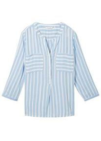 Tom Tailor Damen Gestreifte Bluse mit Taschen, blau, Streifenmuster, Gr. 36