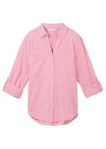 Tom Tailor Damen Bluse mit Brusttaschen, rosa, Hahnentrittmuster, Gr. 36