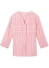 Tom Tailor Damen Gestreifte Bluse mit Taschen, rosa, Streifenmuster, Gr. 36