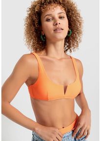 LSCN BY LASCANA Bustier-Bikini-Top 'Gina' neonorange Gr. 42 Cup D. Mit Seitlichen Stäbchen Und Ohne Bügel. Nachhaltig.