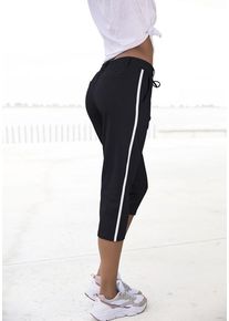 Lascana Caprihose schwarz Gr. 32 für Damen. Mit Bindeband, Kontraststreifen. Basic