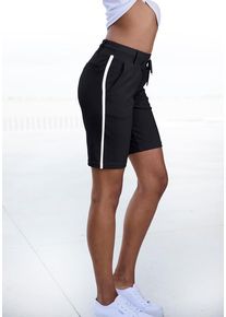 Lascana Shorts schwarz Gr. 32 für Damen. Mit Bindeband, Kontraststreifen. Basic