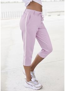 Lascana Caprihose pink Gr. 38 für Damen. Mit Bindeband, Kontraststreifen. Basic