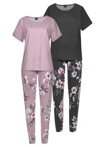 Vivance Dreams Pyjama mehrfarbig Gr. 32/34 für Damen. Rundhals und Allover-Druck. Basic. Nachhaltig.