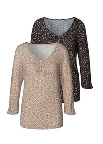 Vivance 3/4-Arm-Shirt 'mit kurzer Zierknopfleiste' mehrfarbig Gr. 32/34 für Damen. Mit tiefer Rundhals. Bequem