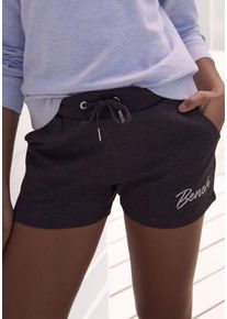 BENCH. LOUNGEWEAR Relaxshorts grau Gr. 32/34 für Damen. Mit Logoschriftzug, Logostickerei. Basic. Nachhaltig.
