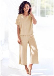 Vivance Dreams Pyjama (2 tlg) in weicher Ripp-Qualität, braun