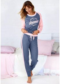 Arizona Pyjama (2 tlg) im College-Look mit Folienprint, blau