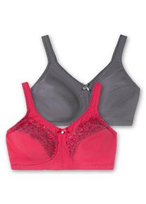 Große Größen Doppelpack Entlastungs-BH ohne Bügel Gr. 100F grau/pink von sheego für Damen