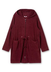 Große Größen Bademantel mit Reißverschluss und Kapuze Gr. 48/50 rot von sheego für Damen