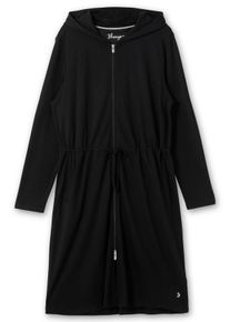 Große Größen Bademantel mit Reißverschluss und Kapuze Gr. 60/62 schwarz von sheego für Damen