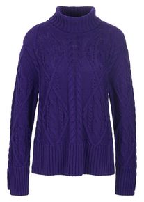 Rollkragen-Pullover im modischen Zopfstrick FTC Cashmere lila
